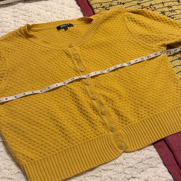 Women's Mustard yellow crop cardigan 3X - Picture 5 of 9